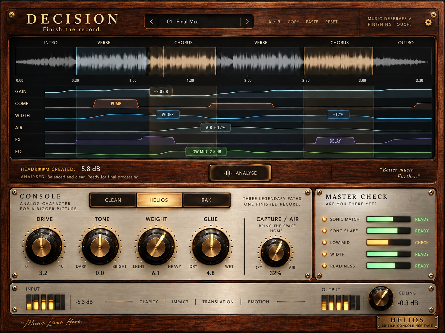 Early concept preview of the Decision finalizer interface in its Helios-inspired setting